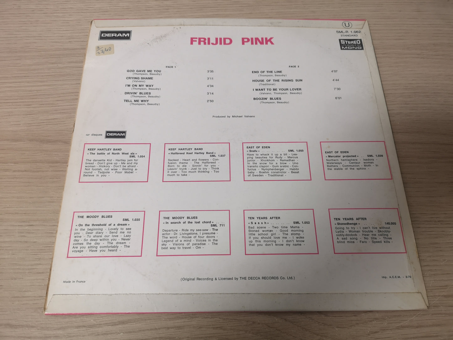 Frijid Pink "S/T" Orig France 1970 EX/VG+