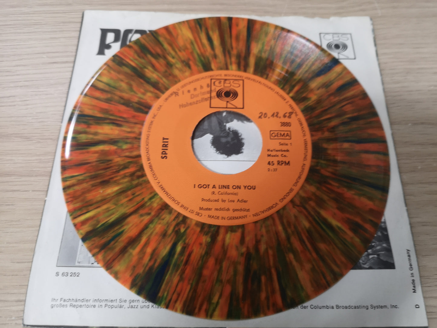 Spirit "I Got a Line on You" Orig Germany 1968 M-/EX (7" Multicolor Vinyl)