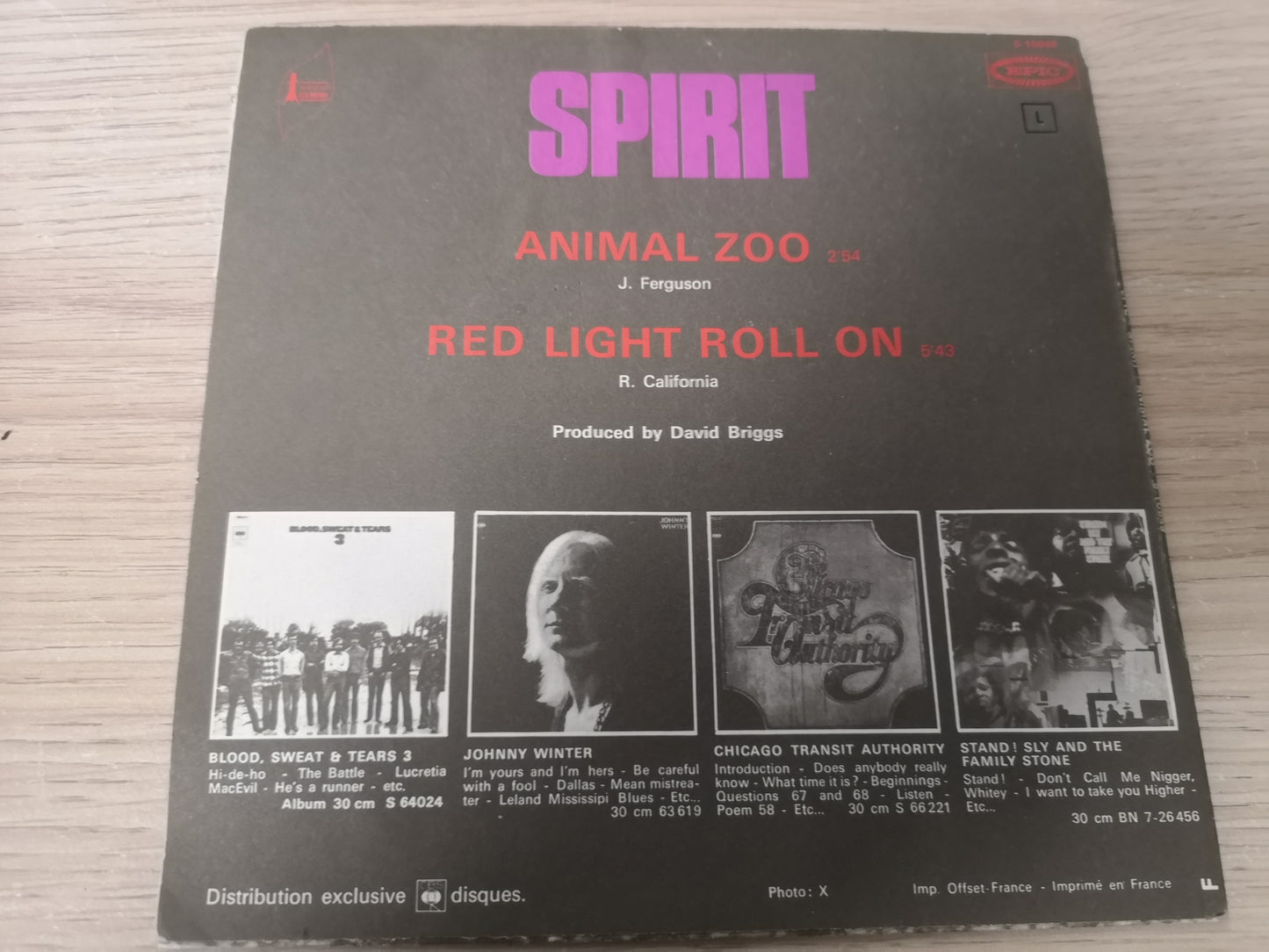 Spirit "Animal Zoo" Orig France 1969 M-/M- (7" Single)