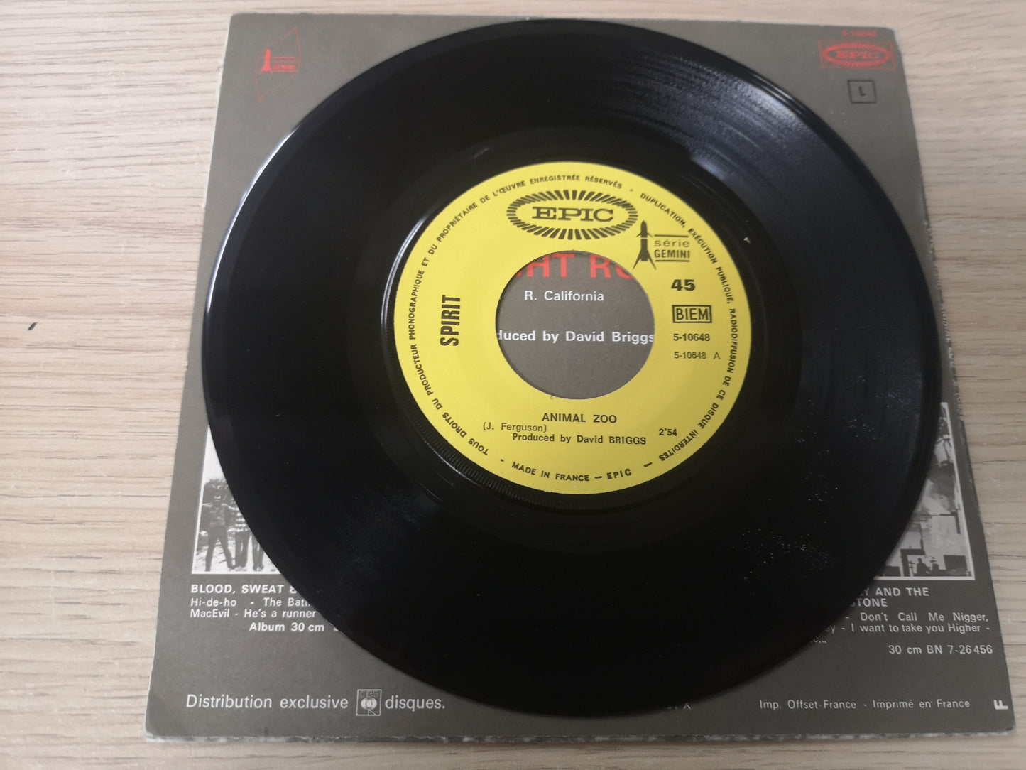 Spirit "Animal Zoo" Orig France 1969 M-/M- (7" Single)