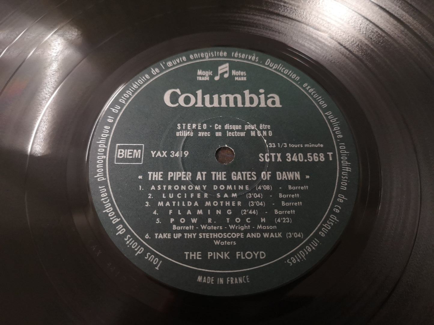 Pink Floyd "Piper at the Gates of Dawn" Orig France 1967 VG++/EX (Green Label)