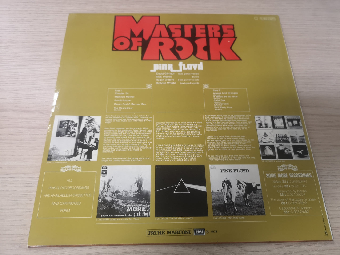 Pink Floyd "Masters of Rock" Orig France 1974 M-/M-