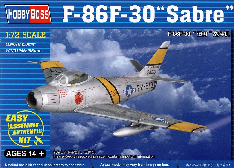 F-86F-30 "Sabre" - Easy Assembly Authentic Kit - HOBBY BOSS 1/72