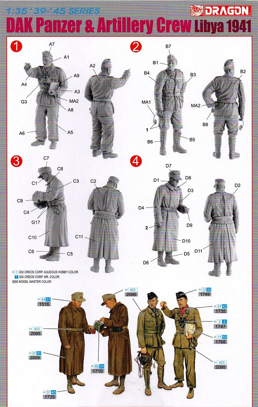 DAK Panzer & Artillery Crew (Libya 1941) - DRAGON / CYBER HOBBY 1/35