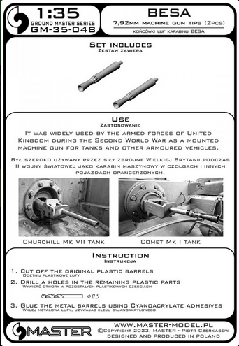 Besa machine gun barrel tips (7.92mm) (2pcs) - MASTER MODEL GM-35-048