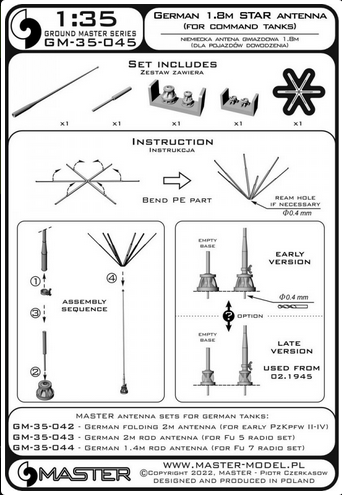 German WWII 1,8m star antenna (for command tanks) (1pc) - MASTER MODEL GM-35-045