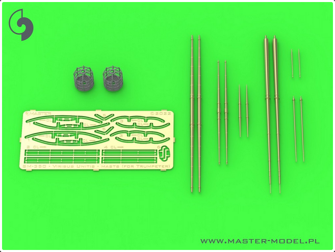 SMS Viribus Unitis - masts, yards & other turned & resin parts set (for Trumpeter kit) - MASTER MODEL SM-350-117