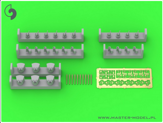 SMS Emden - 10,5 cm SK L/40 guns - (resin, PE and turned parts) - (6pcs shielded and 4pcs open mount) - MASTER MODEL SM-350-113