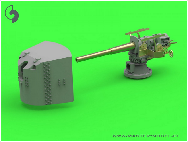 SMS Emden - 10,5 cm SK L/40 guns - (resin, PE and turned parts) - (6pcs shielded and 4pcs open mount) - MASTER MODEL SM-350-113
