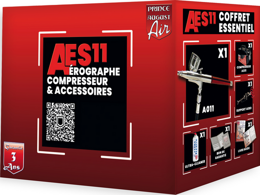 AES11 Coffret Essentiel (Aérographe, Compresseur et Accessoires) - PRINCE AUGUST