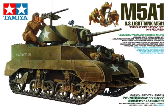 US Light Tank M5A1 "Pursuit Operation Set" w/US Mortar Team - TAMIYA 1/35