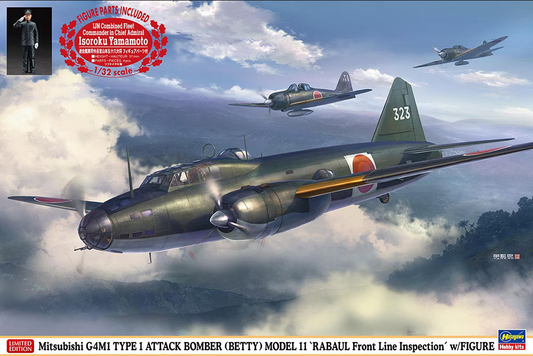 Mitsubishi G4M1 Type 1 Attack Bomber Models 11 "Rabaul Front Line Inspection" w/Isoroku Yamamoto Figure - HASEGAWA 1/72