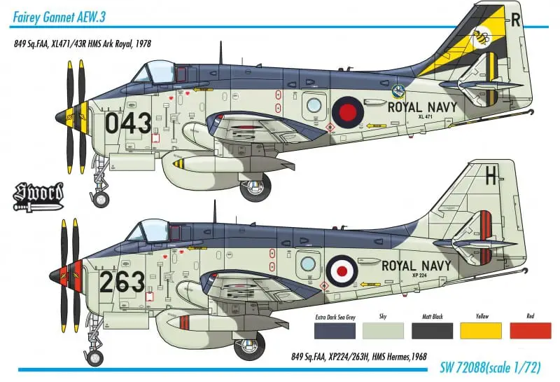 Fairey Gannet AEW.3 w/resin operator's cockpit - SWORD MODELS 1/72