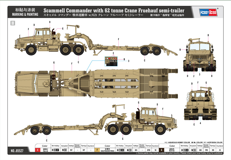 Scammell Commander with 62 tonne Crane Fruehauf semi-trailer - HOBBY BOSS 1/35