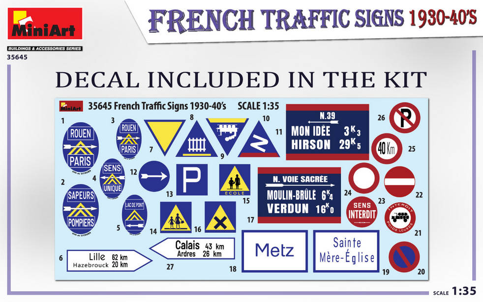 French Traffic Signs, 1930-40's - MINIART 1/35