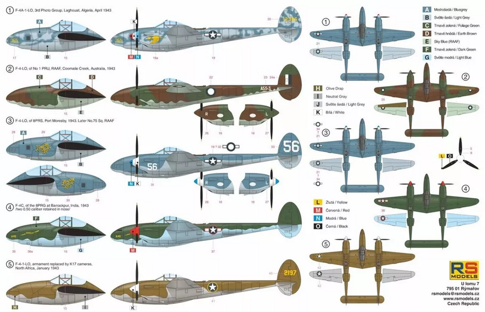 Lockheed F-4/ F-4A Lightning - American Reconnaissance - RS MODELS 1/72