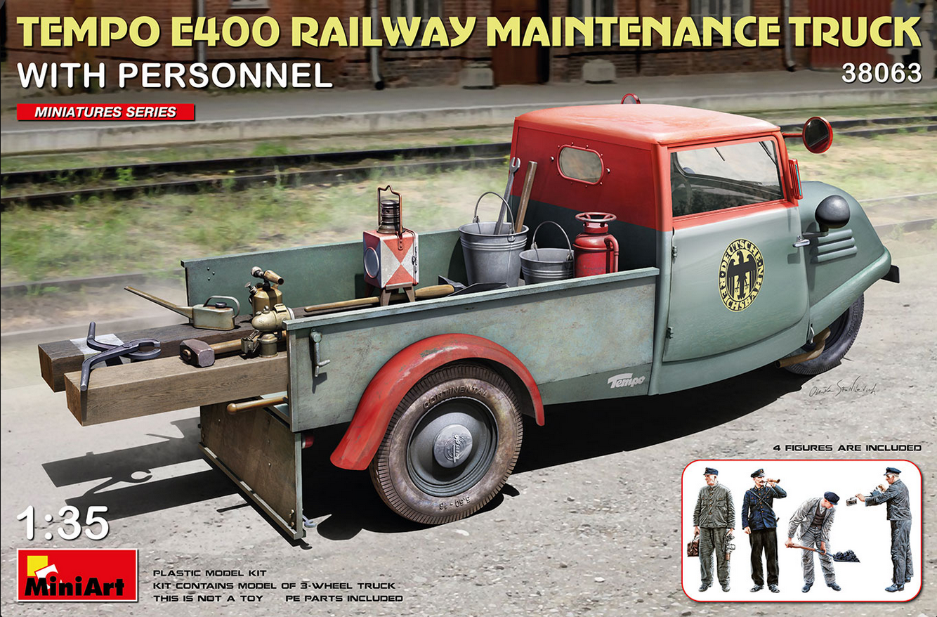 Tempo E400 railway maintenance truck with personnel - MINIART 1/35