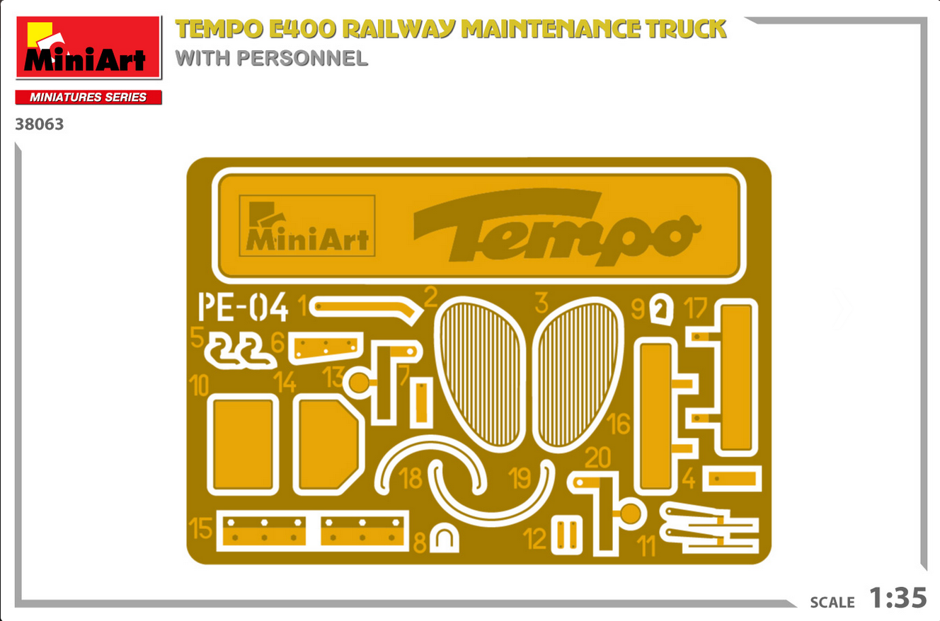 Tempo E400 railway maintenance truck with personnel - MINIART 1/35