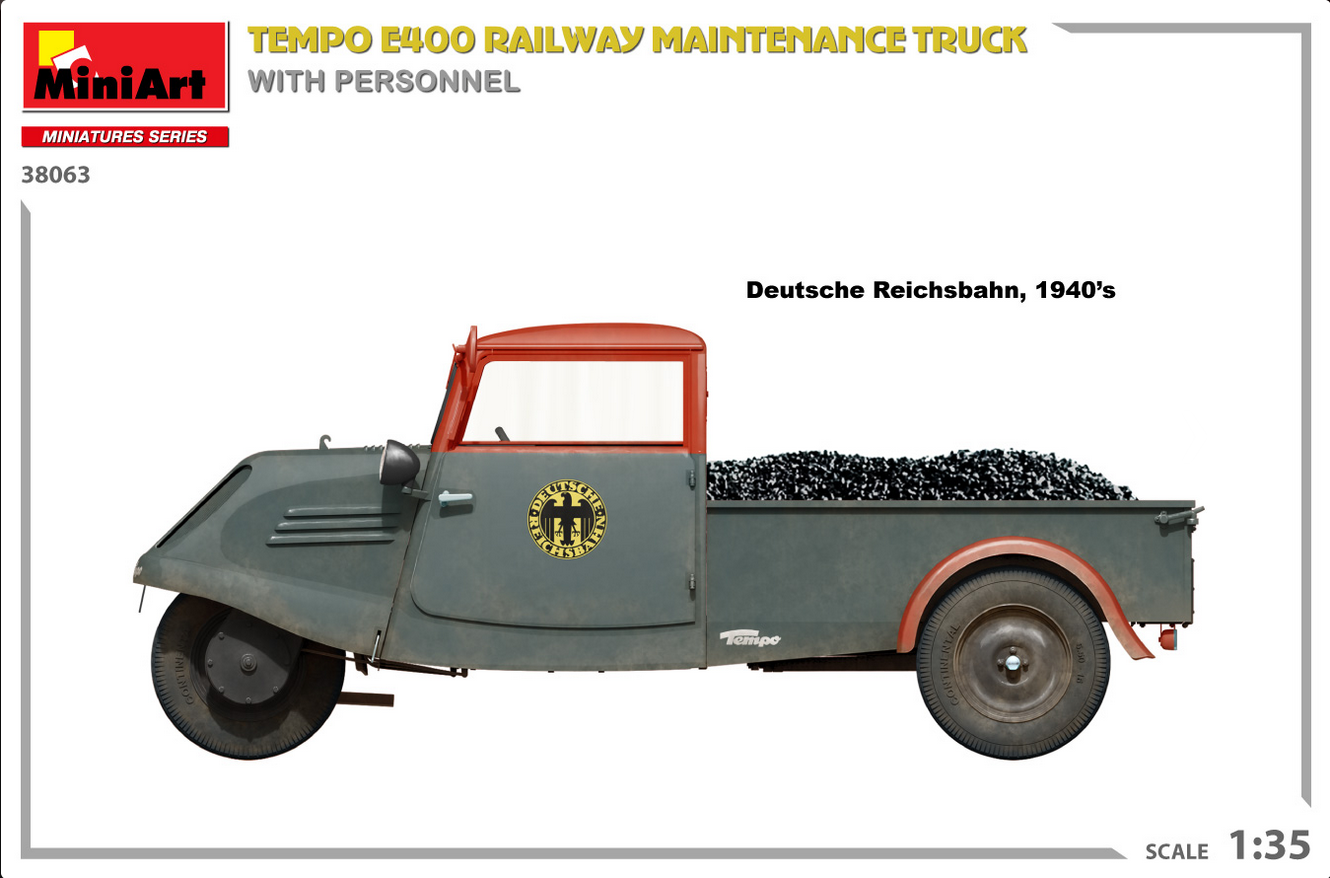 Tempo E400 railway maintenance truck with personnel - MINIART 1/35