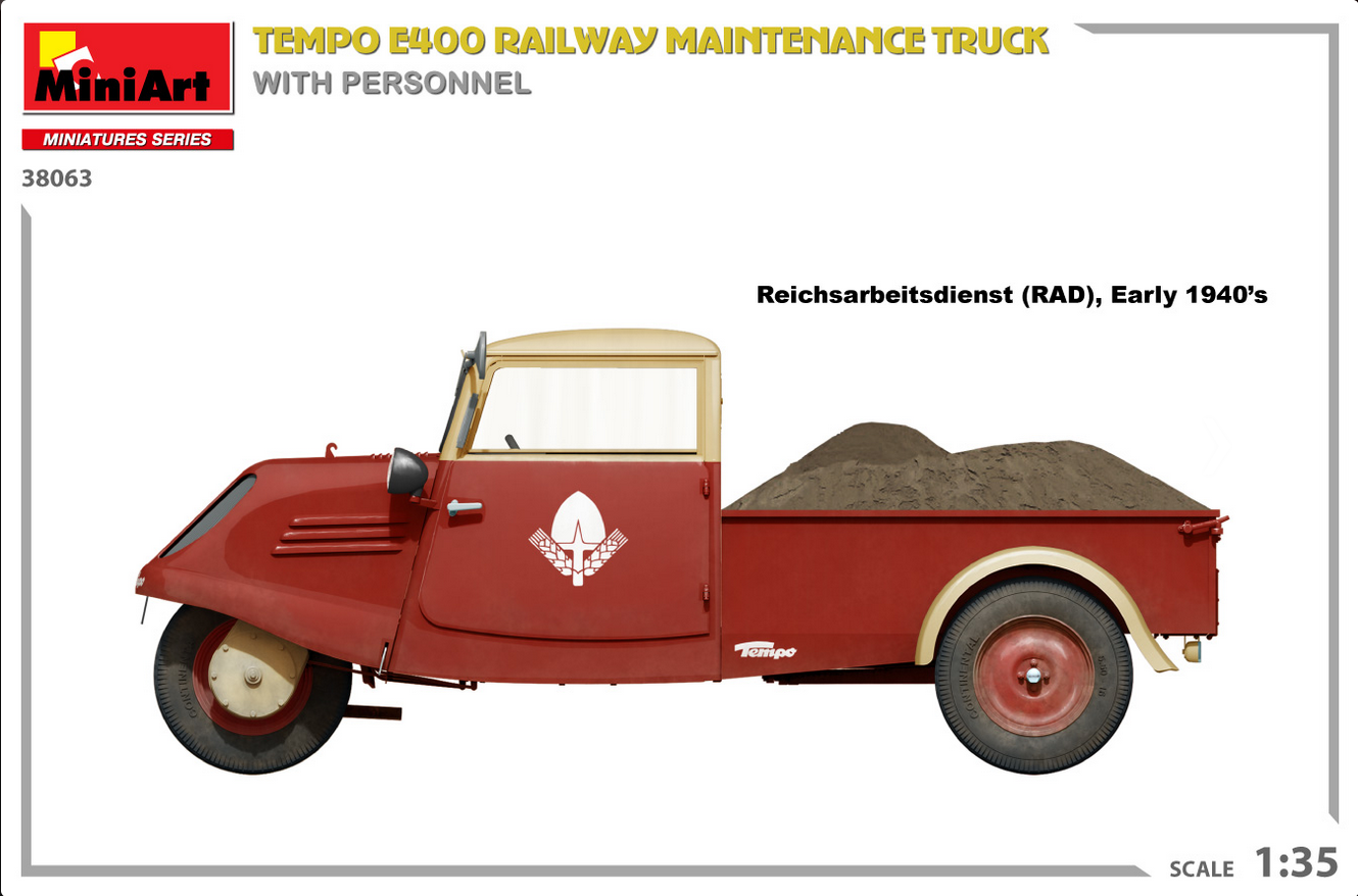 Tempo E400 railway maintenance truck with personnel - MINIART 1/35