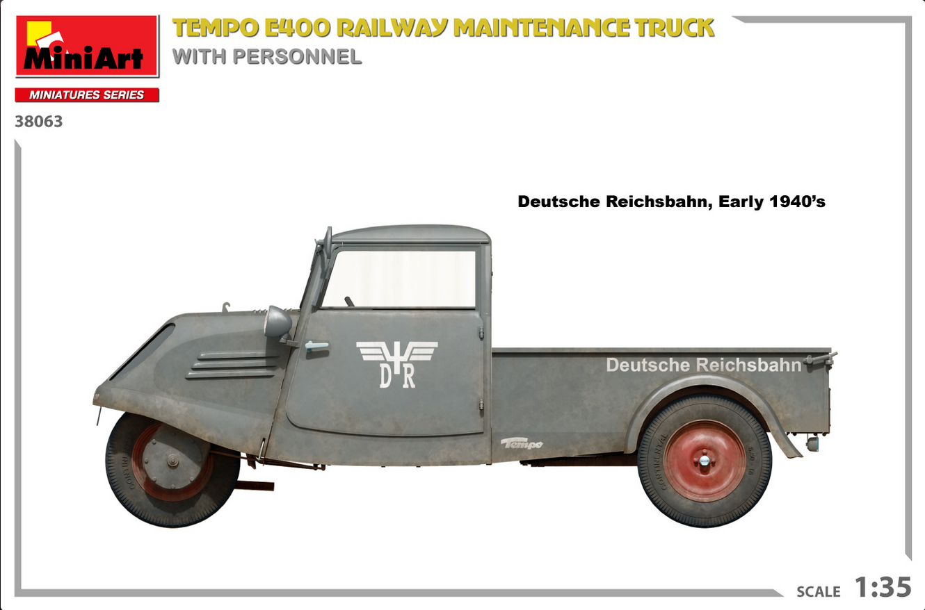 Tempo E400 railway maintenance truck with personnel - MINIART 1/35