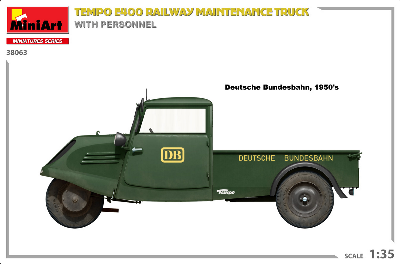 Tempo E400 railway maintenance truck with personnel - MINIART 1/35