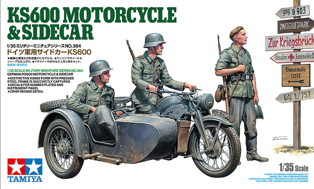 Moto KS600 & Sidecar + 3 figurines - TAMIYA 1/35