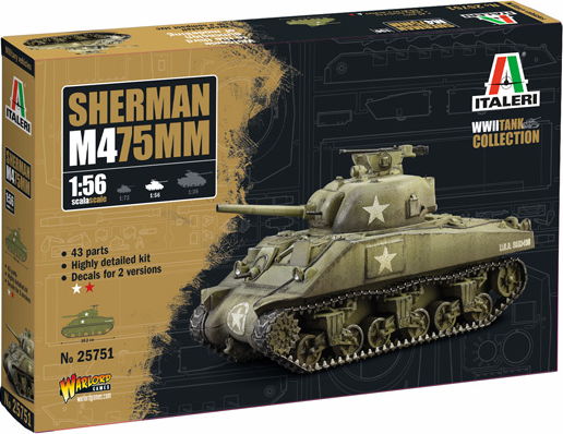 Sherman M4 75mm - ITALERI 1/56