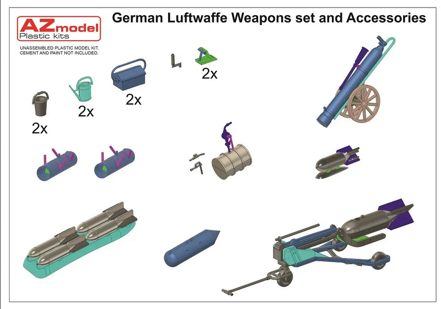 German Luftwaffe Weapons set and Accessories - AZ MODEL 1/72