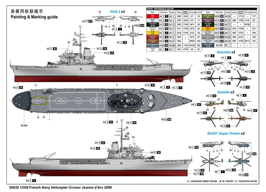 French Navy Helicopter Cruiser "Jeanne d'Arc" 2008 - TRUMPETER 1/350