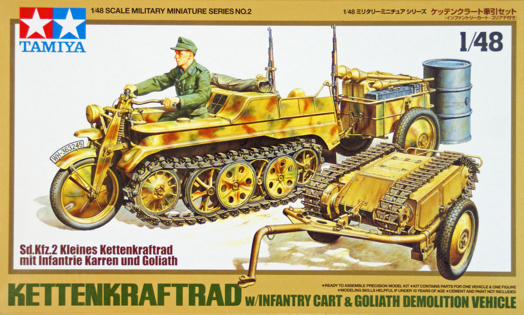 Kettenkraftrad w/Infantry Cart & Goliath Demolition Vehicle - TAMIYA 1/48