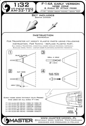 F-14A early version - nose tip & Angle Of Attack probe - MASTER MODEL AM-32-127