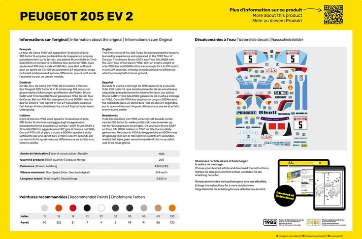 Peugeot 205 EV 2 - Starter Kit - HELLER 1/24