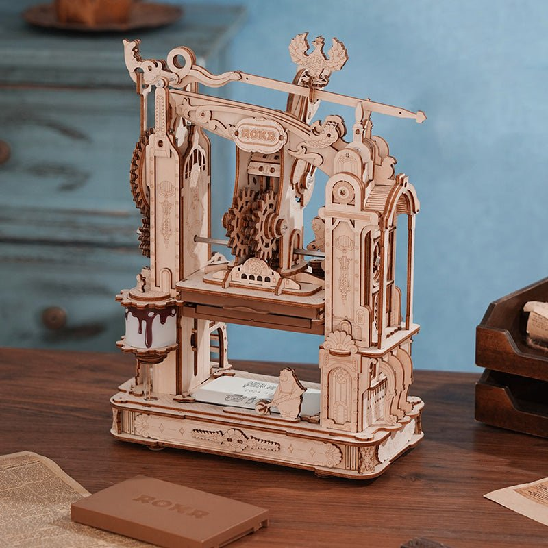 Presse à imprimer (Maquette-Machine en bois) - Puzzle 3D - ROKR