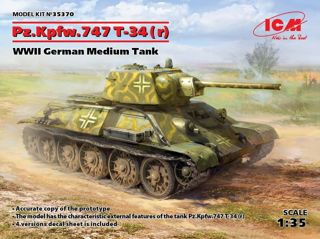Pz.Kpfw. T-34-747(r) - WWII German Medium Tank - ICM 1/35