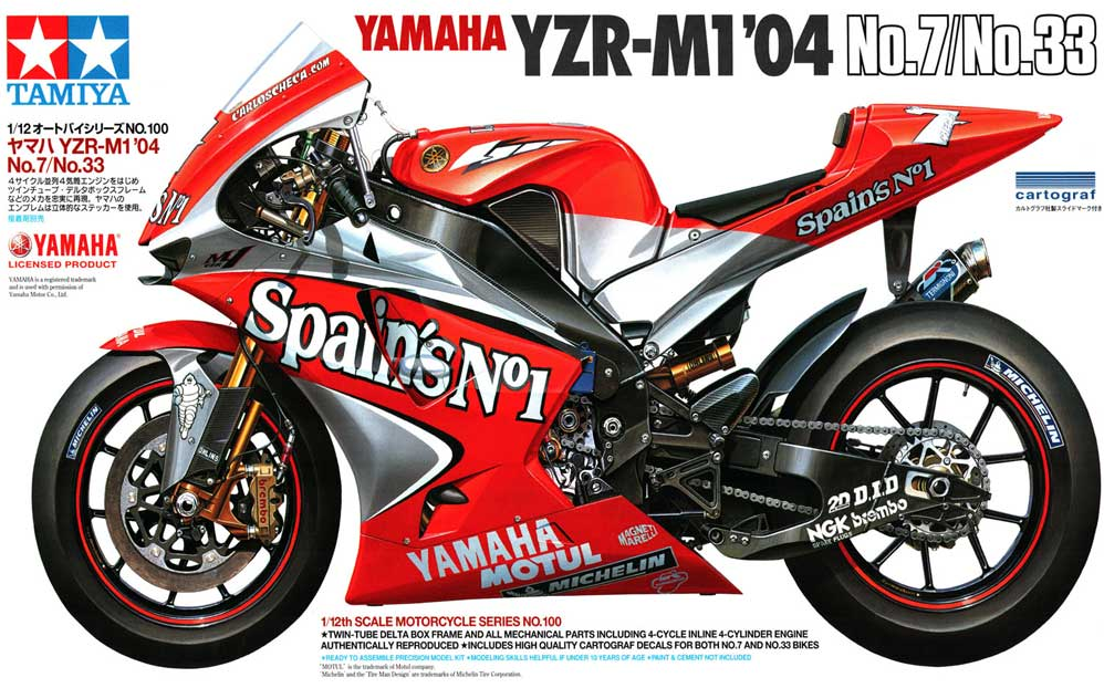Tamiya 14100 1/12 Mô Hình Xe Moto đua Yamaha YZR-M1 '04 No.7/No.33