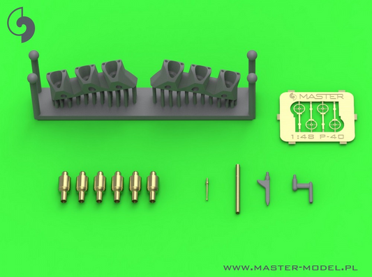 Curtiss P-40 E - gunsight & Pitot Tube & Browning .50 blast tubes with adapter (Eduard kit) - MASTER MODEL AM-48-180