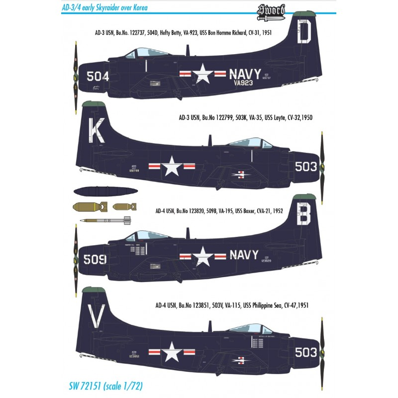 AD-3/4 Skyraider over Korea - SWORD MODELS 1/72