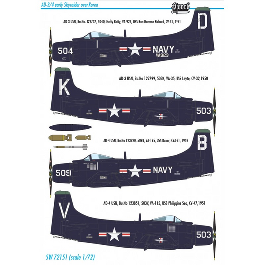 AD-3/4 Skyraider over Korea - SWORD MODELS 1/72