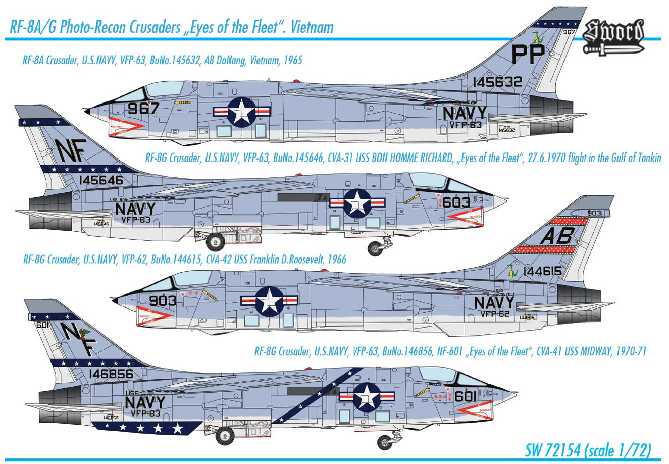 RF-8A/G Photo-Recon Crusader "Eyes of the Fleet" Vietnam - SWORD MODELS 1/72