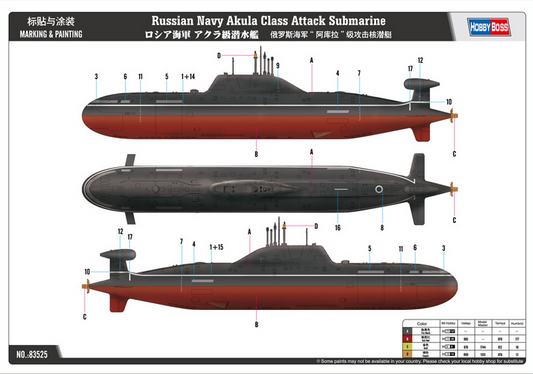 Russian Navy Akula Class Attack Submarine - HOBBY BOSS 1/350