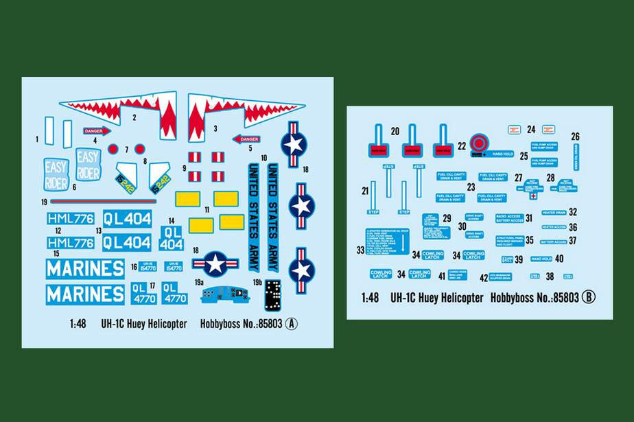 UH-1C Huey Helicopter - Easy Assembly Authentic Kit - HOBBY BOSS 1/48