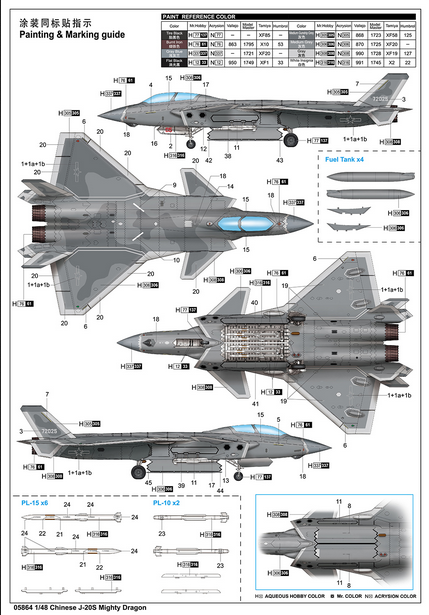 Chinese J-20S Mighty Dragon - TRUMPETER 1/48