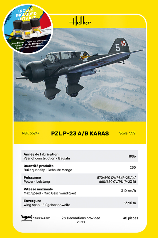 PZL P-23 A/B Karas [Starter Kit] - HELLER 1/72