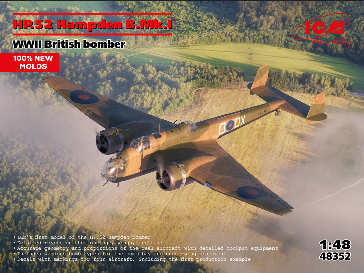 HP.52 Hampden B.Mk.I - WWII British Bomber - ICM 1/48