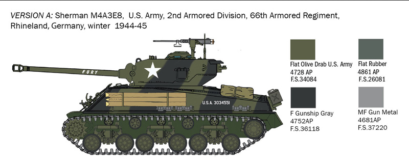 M4A3E8 Sherman Fury - ITALERI 1/56