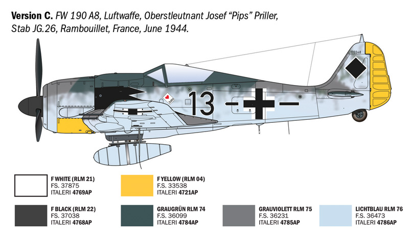 Focke-Wulf Fw 190 A-7/A8 (5 Luftwaffe Aces decos) - ITALERI 1/72