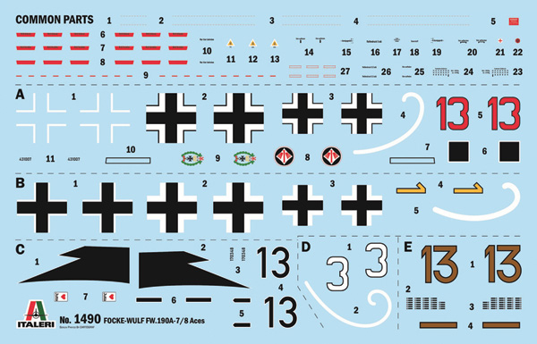 Focke-Wulf Fw 190 A-7/A8 (5 Luftwaffe Aces decos) - ITALERI 1/72