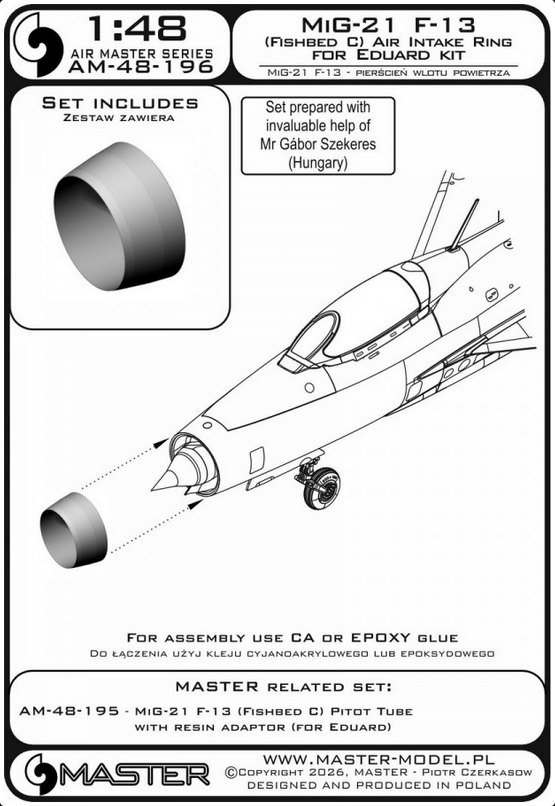 MiG-21 F-13 (Fishbed C) - turned metal air intake ring (for Eduard) - MASTER MODEL AM-48-196