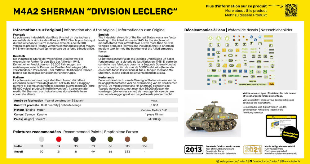 M4A2 Sherman "Division Leclerc" - Starter Set - HELLER 1/72